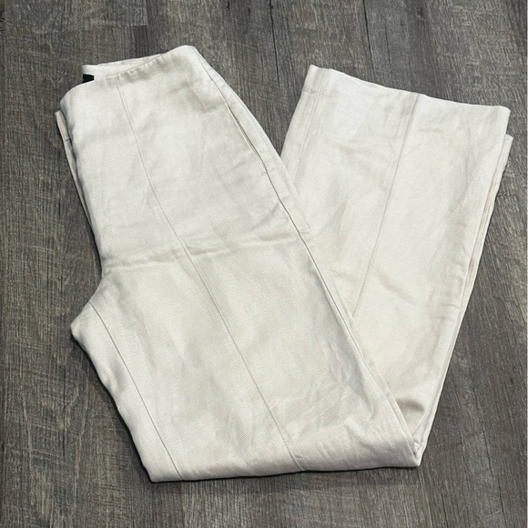 Ann Taylor Linen Women’s The Seamed Wide leg Dress Pants size 0 cream - Picture 3 of 14
